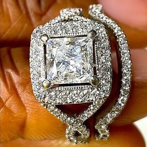 Custom-designed princess 2CT diamond engagement/wedding ring Retail $15,399